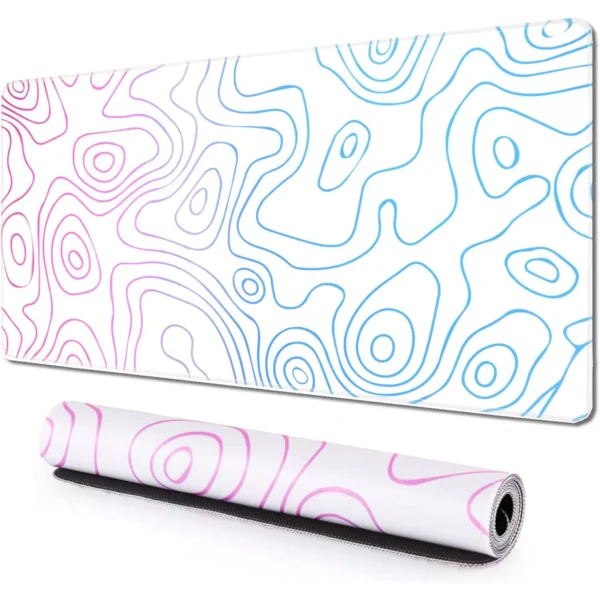 Abstract Gaming Mouse Pad - Extended Size 90 x 40 CM (Blue Pink)