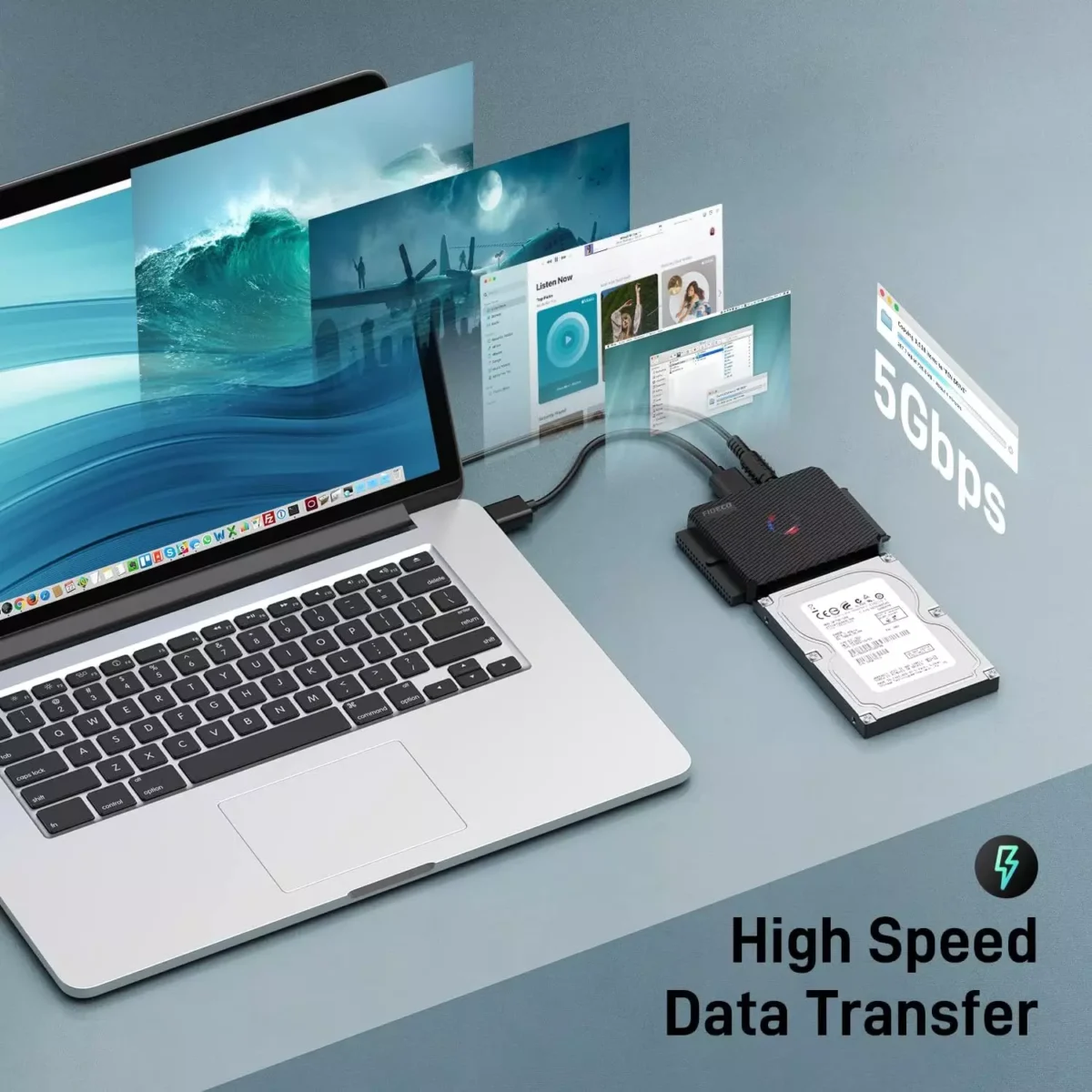 FIDECO SATAIDE to USB 3.0 Adapter, Hard Drive Adapter Cable Converter for Universal 2.53.5 Inch IDE HDD