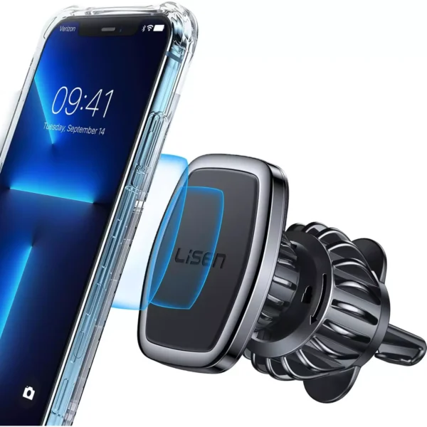 LISEN Phone Holder Car, Ultra Magnetic Phone Mount [6 Strong Magnets] for 4-6.7 inch Smartphones (Black)