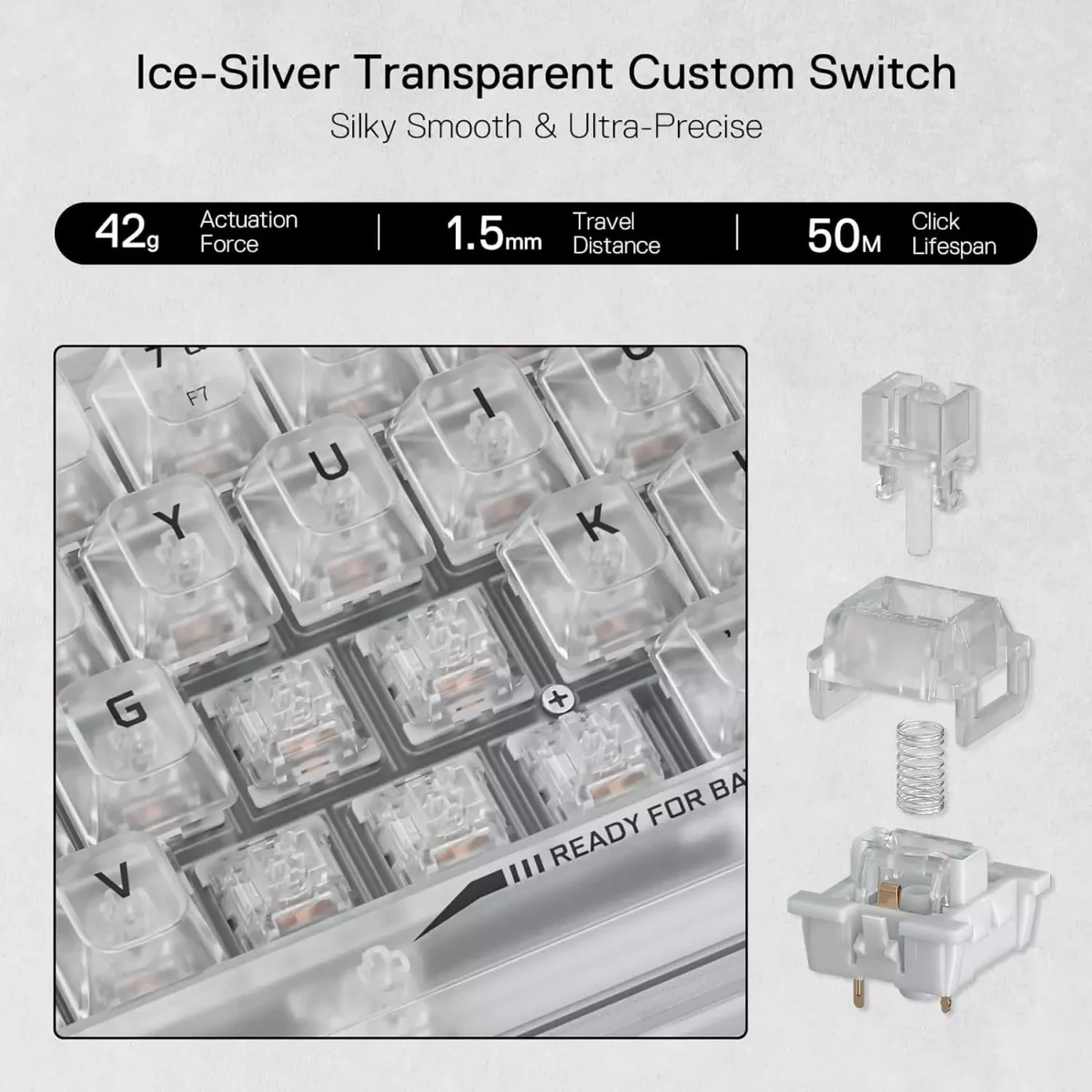 REDRAGON K617 SE Fizz RGB 60% Gaming Mechanical Keyboard - Custom Linear Switch (White Transparent)