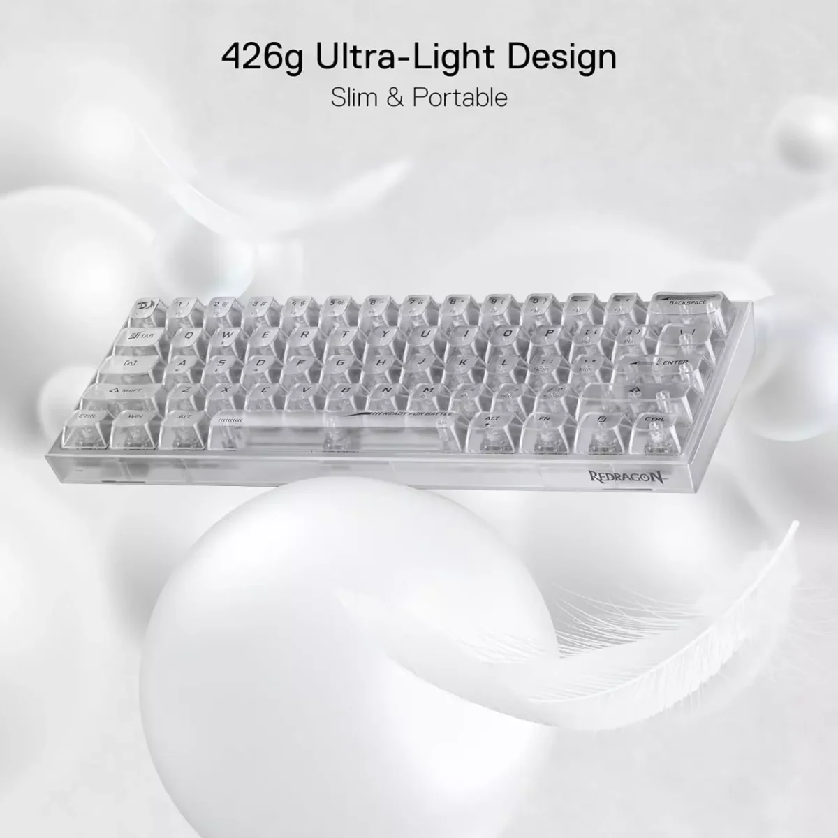 REDRAGON K617 SE Fizz RGB 60% Gaming Mechanical Keyboard - Custom Linear Switch (White Transparent)