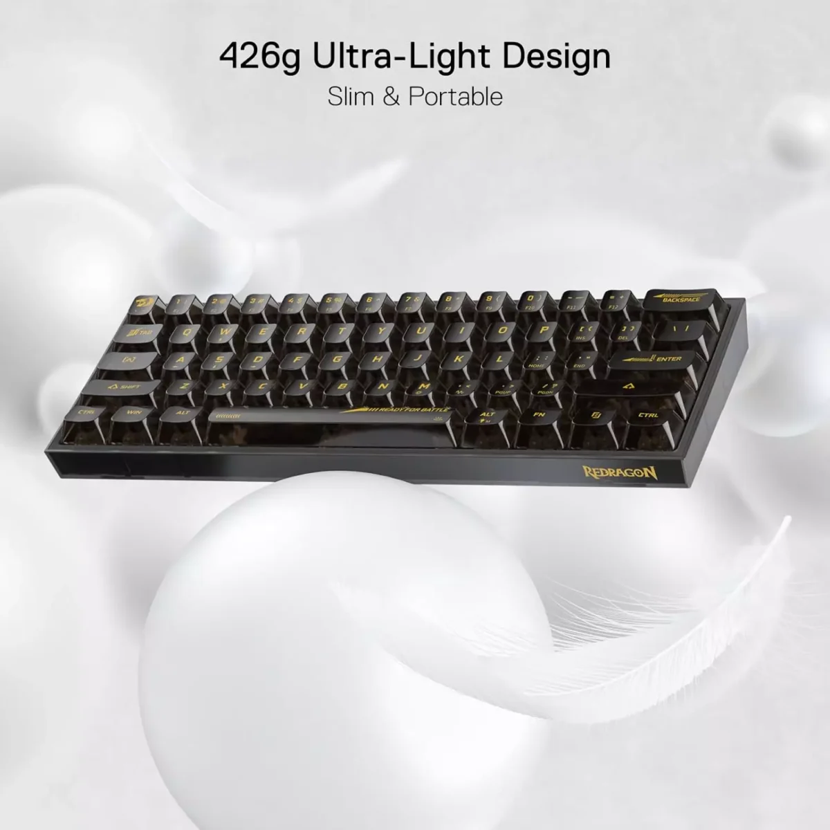 REDRAGON K617 SE Fizz RGB 60% Gaming Mechanical Keyboard - Red Switches (Black Transparent)