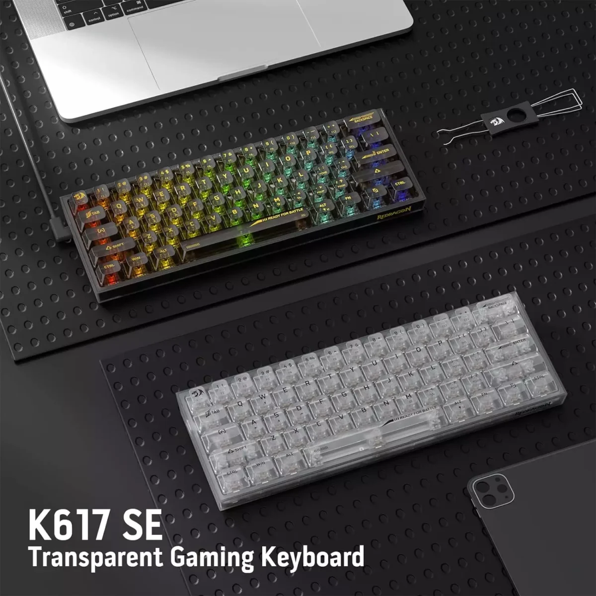 REDRAGON K617 SE Fizz RGB 60% Gaming Mechanical Keyboard - Red Switches (Black Transparent)
