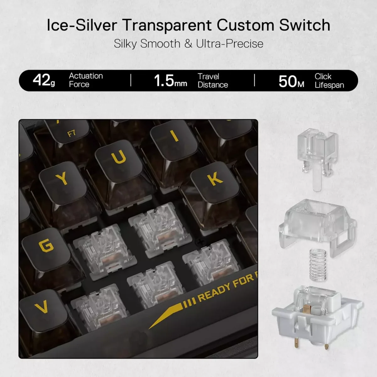 REDRAGON K617 SE Fizz RGB 60% Gaming Mechanical Keyboard - Red Switches (Black Transparent)