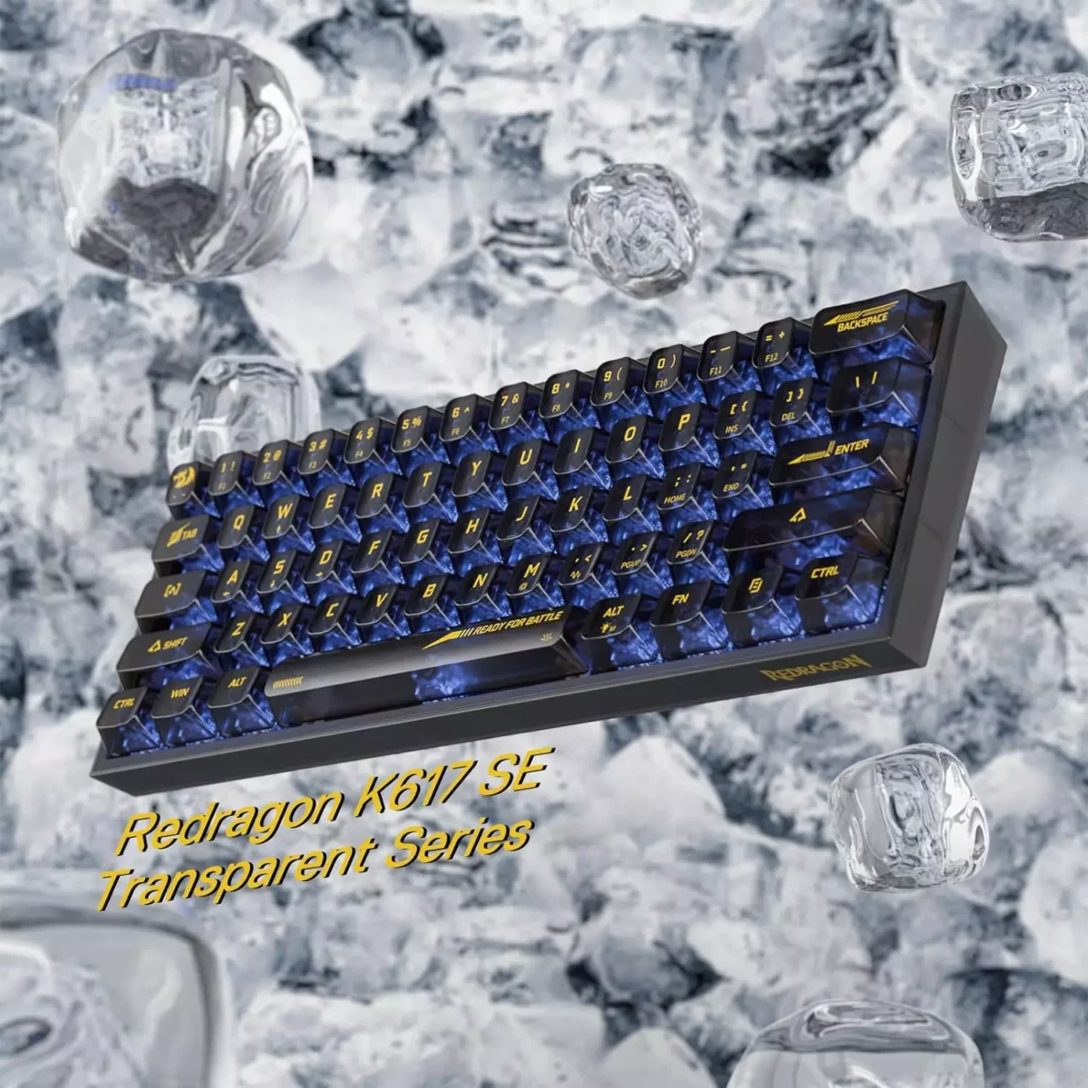 REDRAGON K617 SE Fizz RGB 60% Gaming Mechanical Keyboard - Red Switches (Black Transparent)