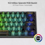 REDRAGON K617 SE Fizz RGB 60% Gaming Mechanical Keyboard - Red Switches (Black Transparent)