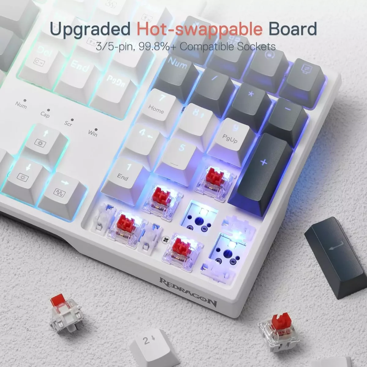 Redragon K668 RGB Mechanical Gaming Keyboard, Red Switch, Sound Absorbing Foams, Upgraded Hot-swappable Socket, 104 keys + Extra 4 Hotkeys