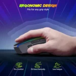 Redragon M814 AXE PRO RGB Tri-Mode 2.4GUSB-CBluetooth Rechargeable Gaming Mouse - 8,000 DPI (Black)