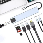 USB C HUB, 8-Port USB C Adapter with 4K HDMI, RJ45 Ethernet, Type C, Type C PD, USB3.0, USB2.0, SD/TF Card Reader