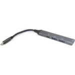 USB C Hub 4in1 3 Port USB 1 Port USB C Aluminum Alloy Ultra Slim (Black)