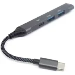 USB C Hub 4in1 3 Port USB 1 Port USB C Aluminum Alloy Ultra Slim (Black)