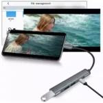 USB C Hub 4in1 3 Port USB 1 Port USB C Aluminum Alloy Ultra Slim (Black)