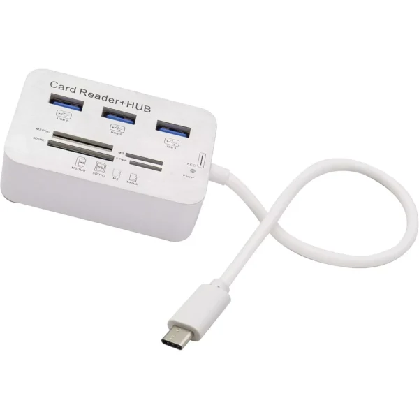 USB Type C 3.0/3.1 Card Reade Adapter Type-c to 3 Port USB 3.0 Hub with Card Reader MSDUO SD(HC) M2 TF(Flash) Multi-in-1 Memory Adapter (Type-c)