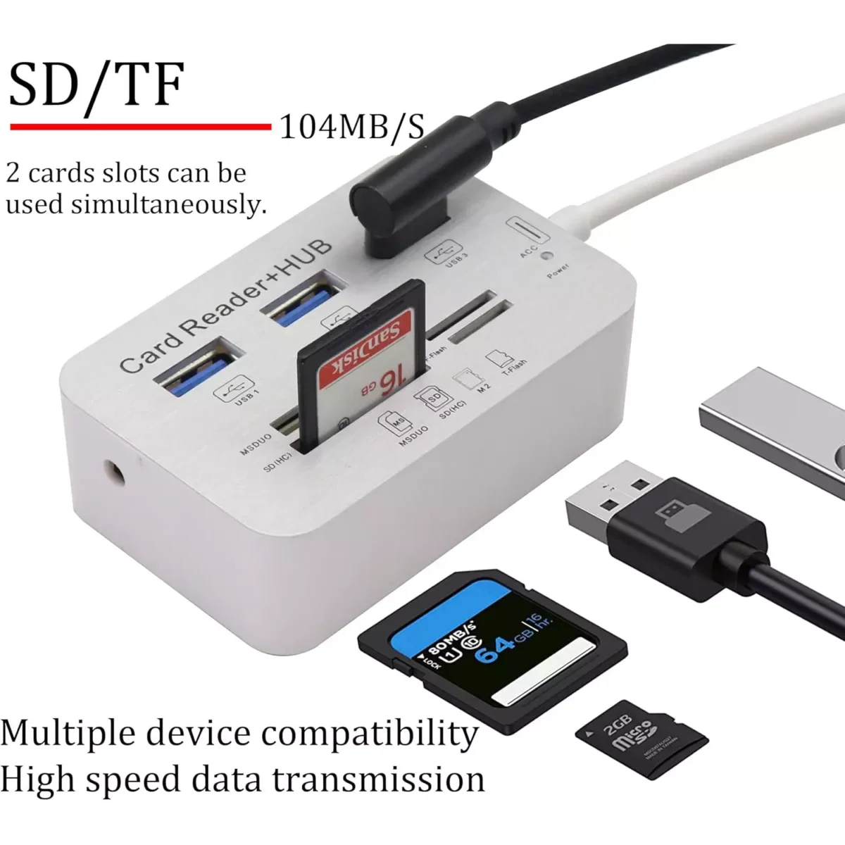 USB Type C 3.0/3.1 Card Reade Adapter Type-c to 3 Port USB 3.0 Hub with Card Reader MSDUO SD(HC) M2 TF(Flash) Multi-in-1 Memory Adapter (Type-c)