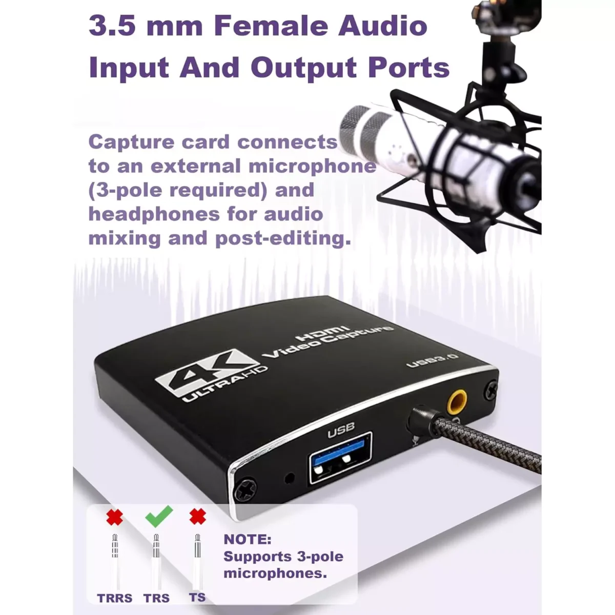 HDMI Capture Card 1060P @60HZ, 4K @30HZ