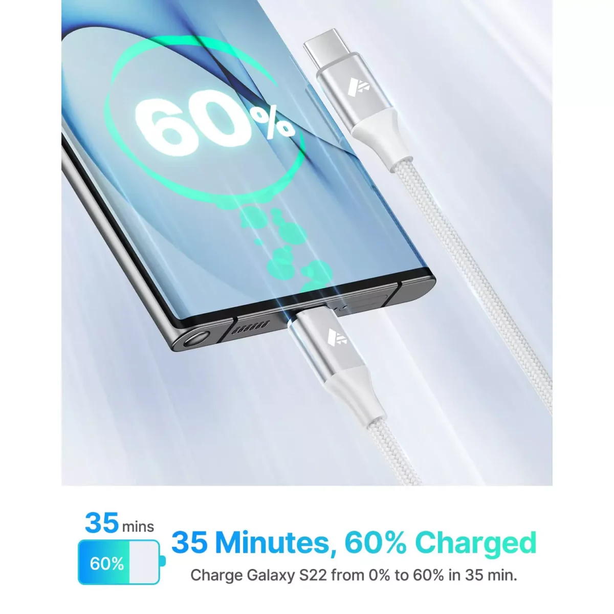 Aioneus USB C to USB C Cable 60W 2M, Type C to Type C Power Delivery Type C Fast Charge Cable USBC Cord for iPhone 15 Pro Max, MacBook Pro, iPad Pro, Dell XPS, Chromebook, Samsung S23 S22, Switch