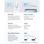 Aioneus USB C to USB C Cable 60W 2M, Type C to Type C Power Delivery Type C Fast Charge Cable USBC Cord for iPhone 15 Pro Max, MacBook Pro, iPad Pro, Dell XPS, Chromebook, Samsung S23 S22, Switch