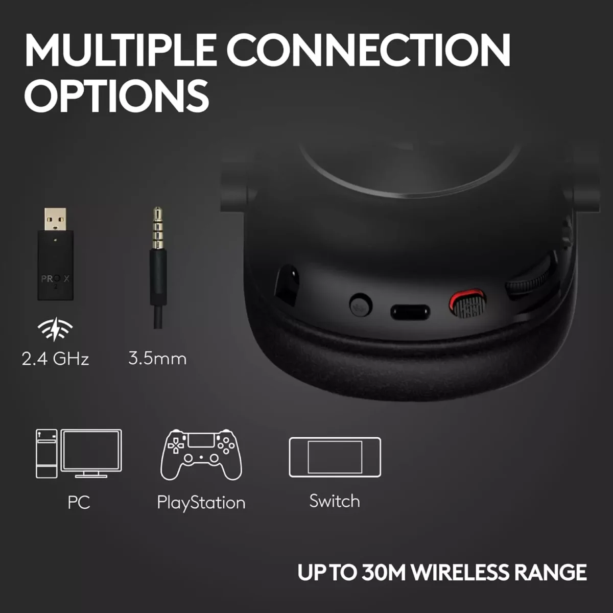Logitech G PRO X 2 LIGHTSPEED Wireless Gaming Headset - DTS: Headphone 2.0 7.1 Surround, Bluetooth/USB/3.5mm Aux