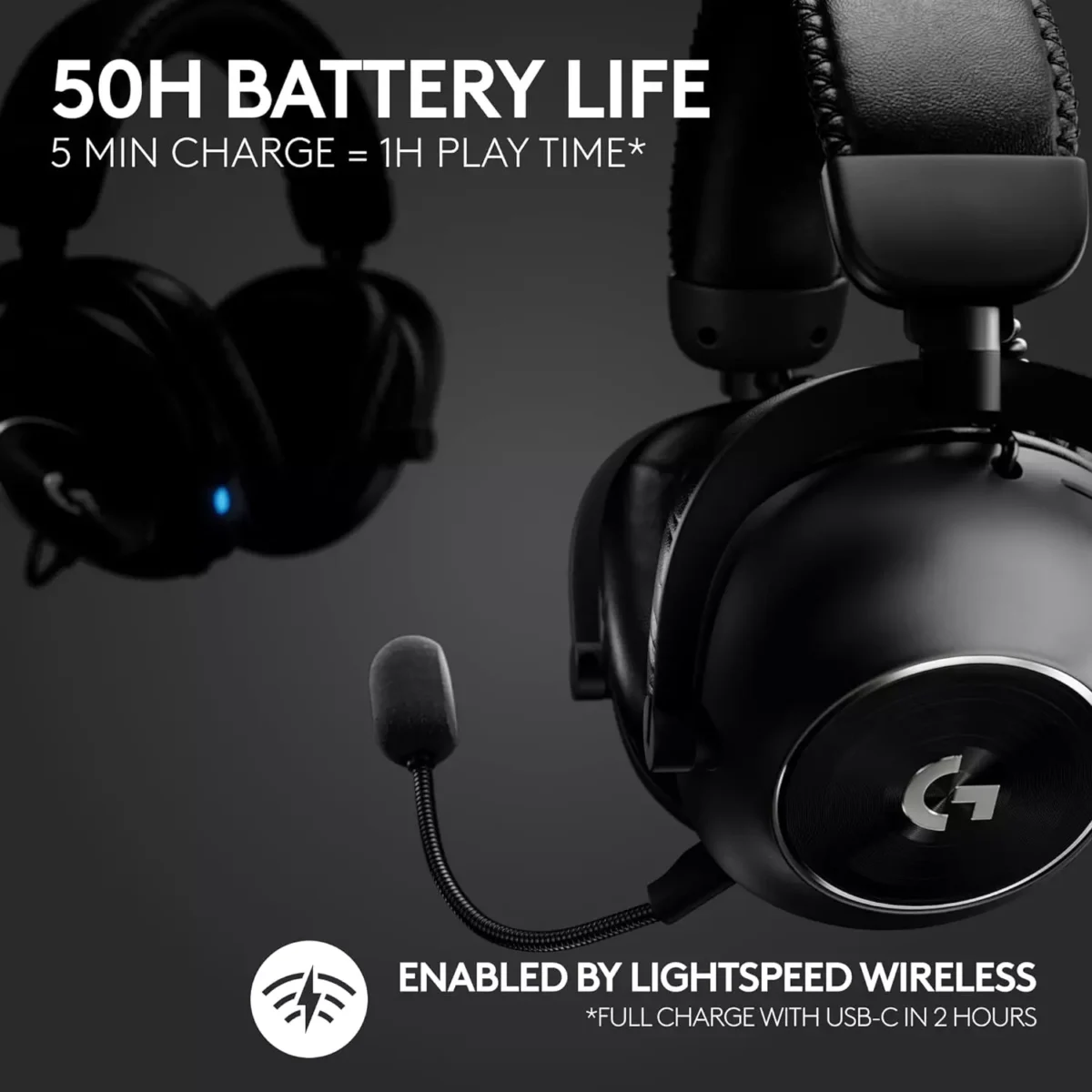 Logitech G PRO X 2 LIGHTSPEED Wireless Gaming Headset - DTS: Headphone 2.0 7.1 Surround, Bluetooth/USB/3.5mm Aux
