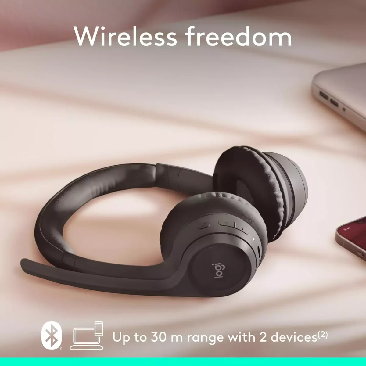 Logitech Zone 300 Wireless Bluetooth Headset with Noise-Canceling Microphone (Graphite)