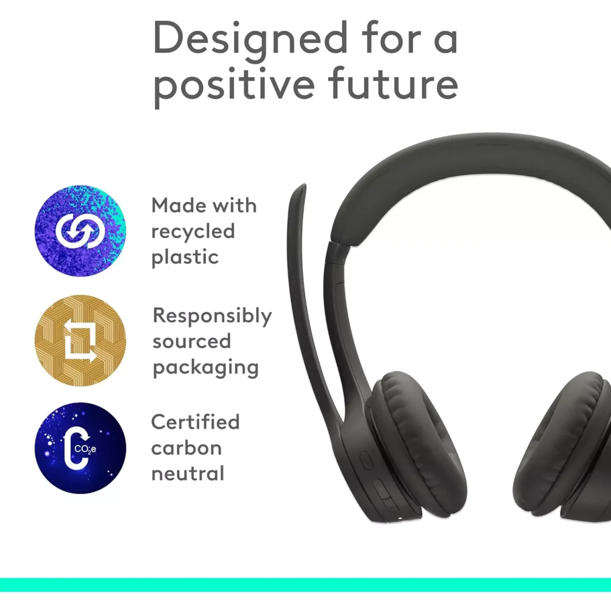 Logitech Zone 300 Wireless Bluetooth Headset with Noise-Canceling Microphone (Graphite)