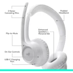 Logitech Zone 300 Wireless Bluetooth Headset with Noise-Canceling Microphone (White)