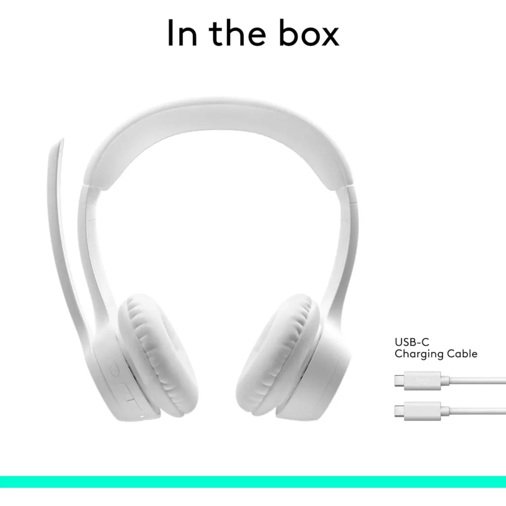 Logitech Zone 300 Wireless Bluetooth Headset with Noise-Canceling Microphone (White)