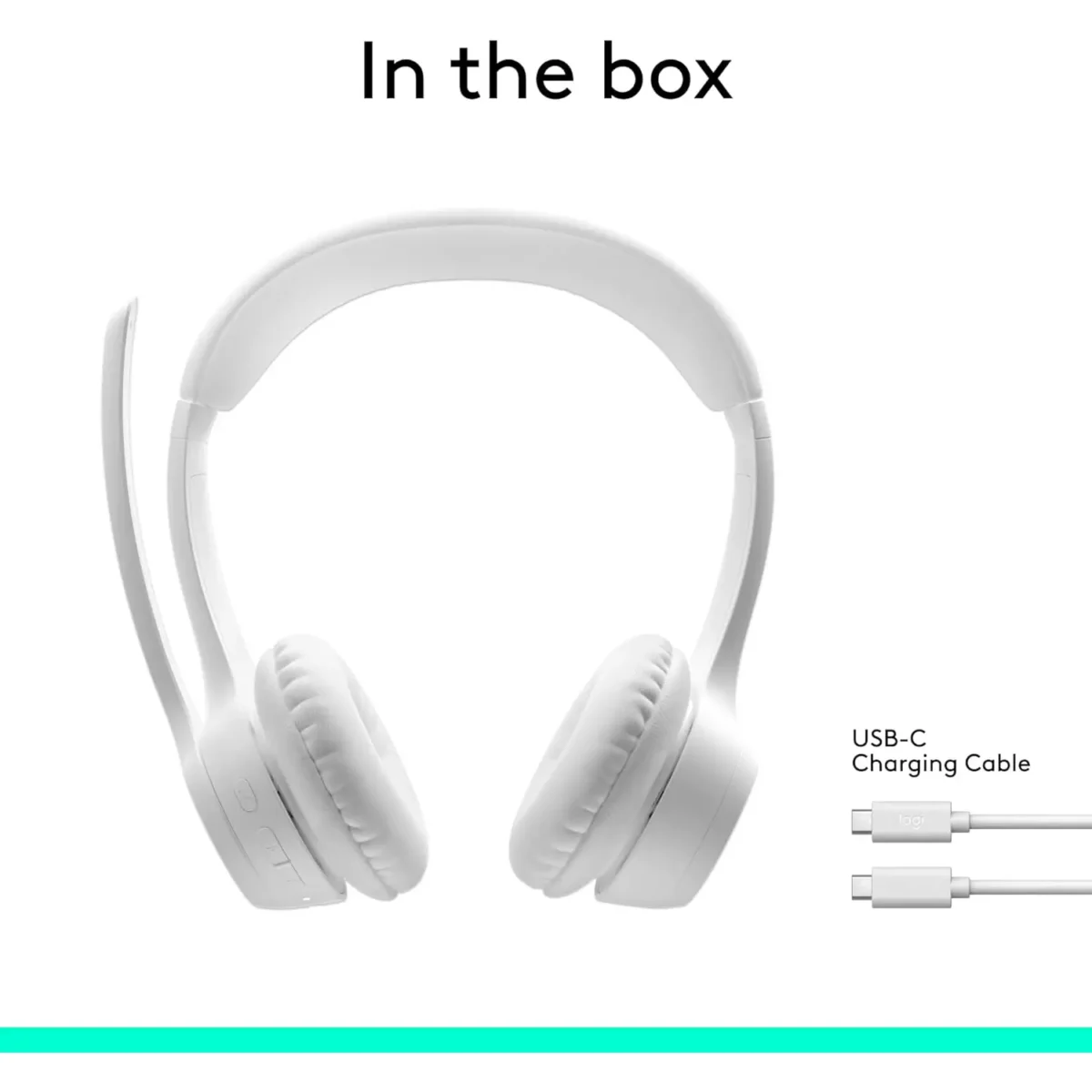 Logitech Zone 300 Wireless Bluetooth Headset with Noise-Canceling Microphone (White)