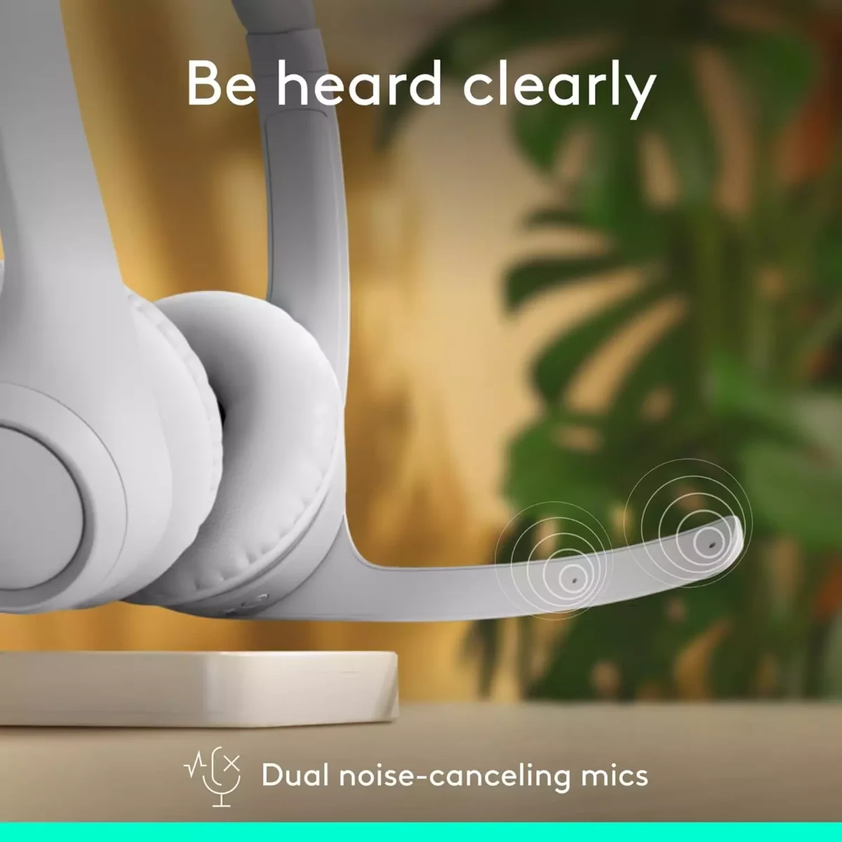 Logitech Zone 300 Wireless Bluetooth Headset with Noise-Canceling Microphone (White)