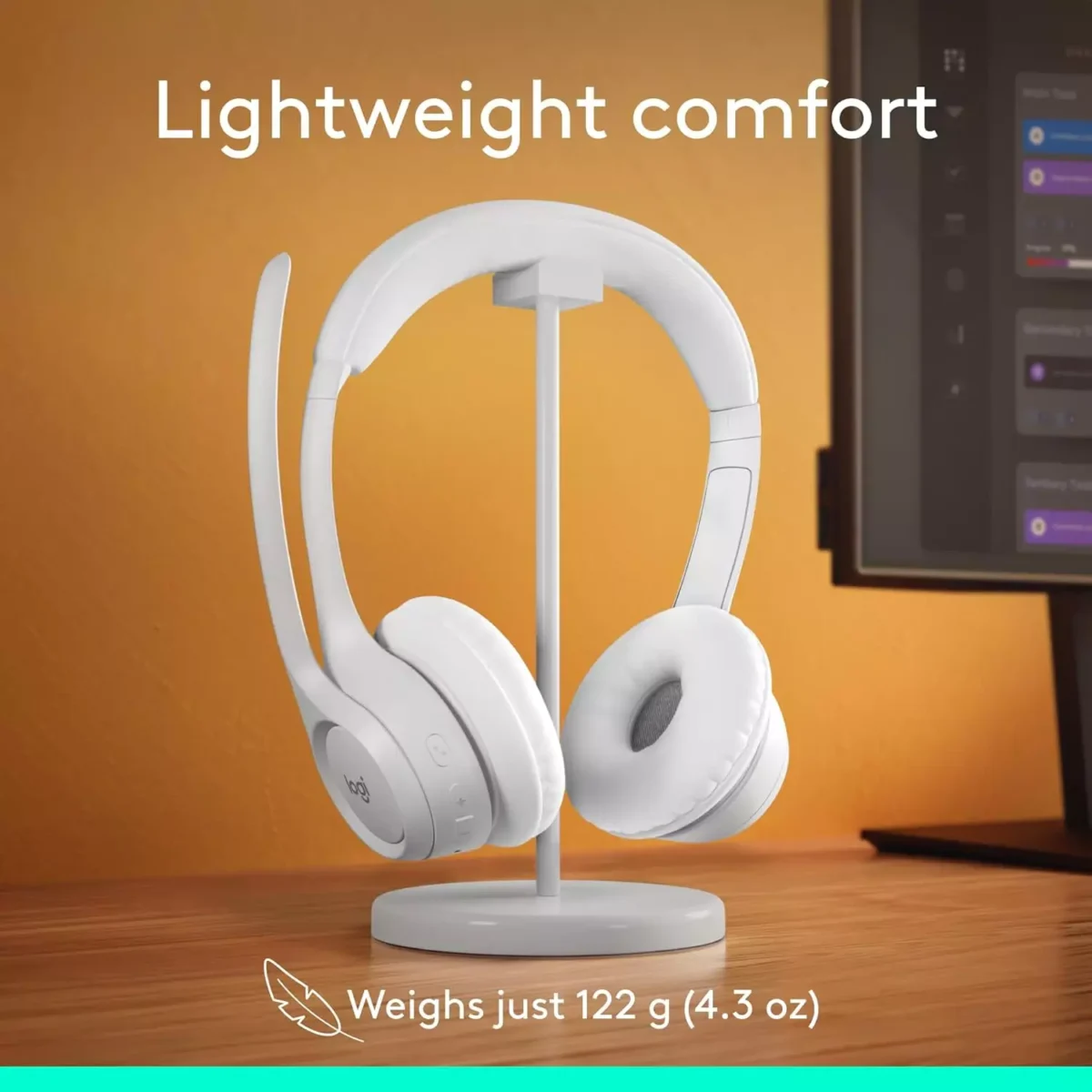 Logitech Zone 300 Wireless Bluetooth Headset with Noise-Canceling Microphone (White)