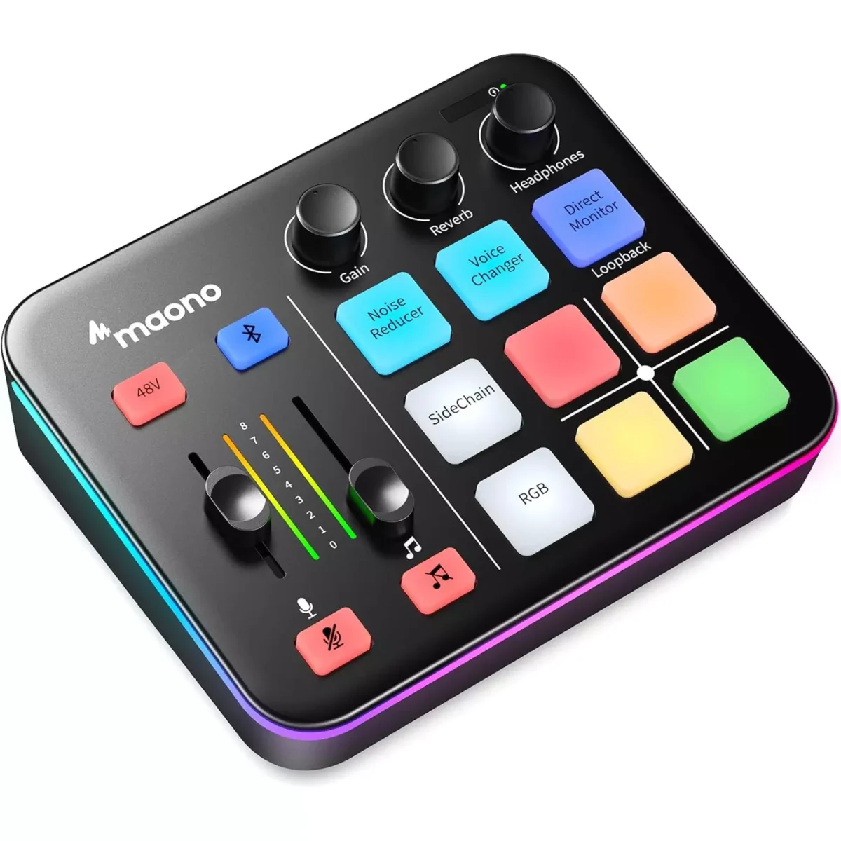 MAONO G1 NEO Gaming Audio Mixer Interface ,with Pro-preamp, RGB, Bluetooth, 48V Phantom Power