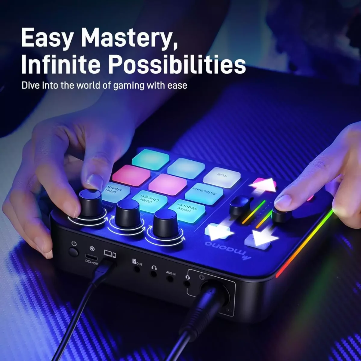 MAONO G1 NEO Gaming Audio Mixer Interface ,with Pro-preamp, RGB, Bluetooth, 48V Phantom Power
