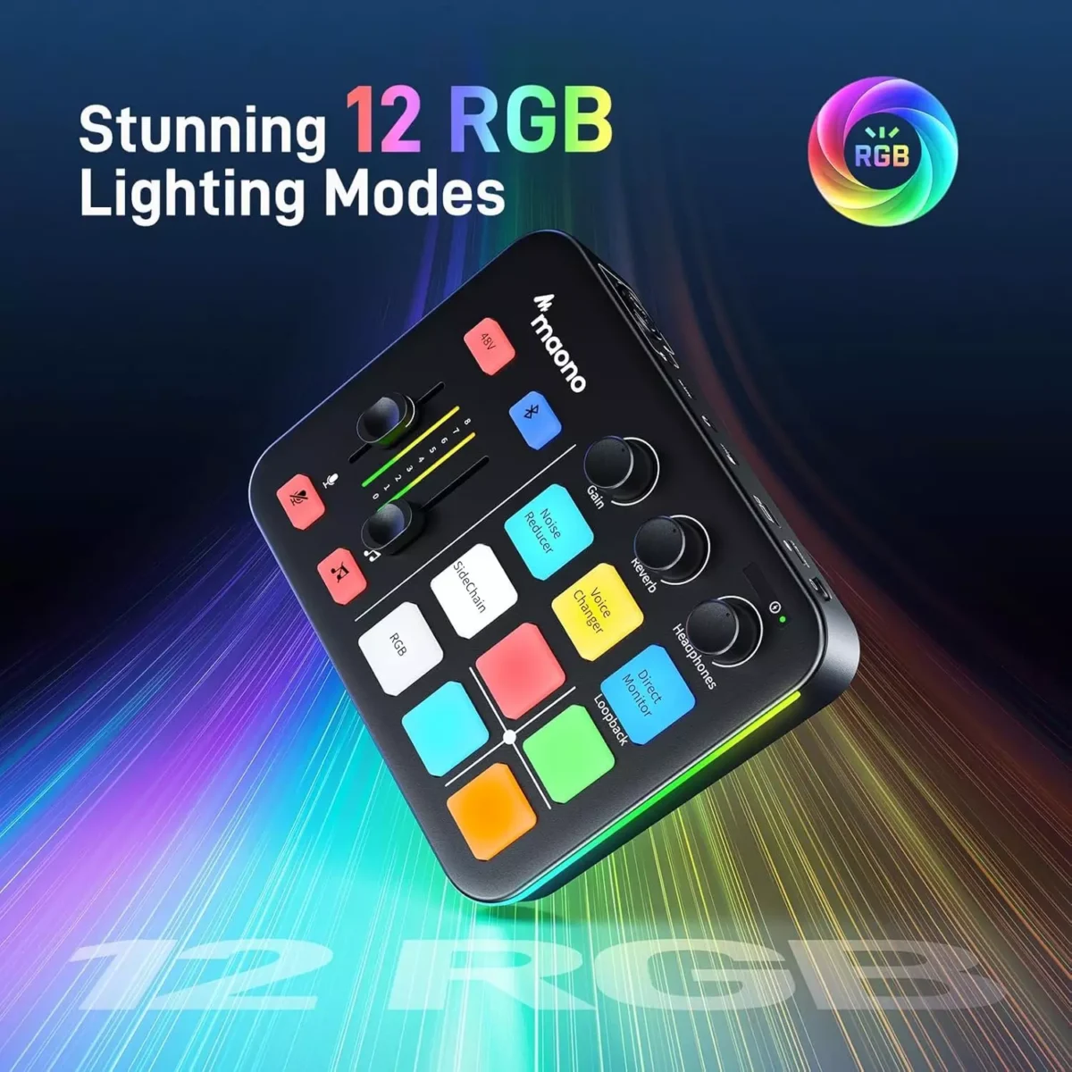 MAONO G1 NEO Gaming Audio Mixer Interface ,with Pro-preamp, RGB, Bluetooth, 48V Phantom Power