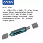 ONTEN CR532 USB, USB C 2 in 1 SD2.0 TF2.0 Card Reader