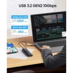 ORICO Aluminum M.2 NVMe SSD Enclosure , Tool-Free 10Gbps USB C Adapter, USB 3.2 M.2 NVMe Reader, External SSD Case Thunderbolt 3 Compatible, Supports 4TB 2230/2242/2260/2280 PCIe M-Key SSDs
