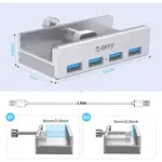 ORICO USB 3.0 Clamp Hub, Aluminum 4-Port USB Hub 3.0 (SILVER)