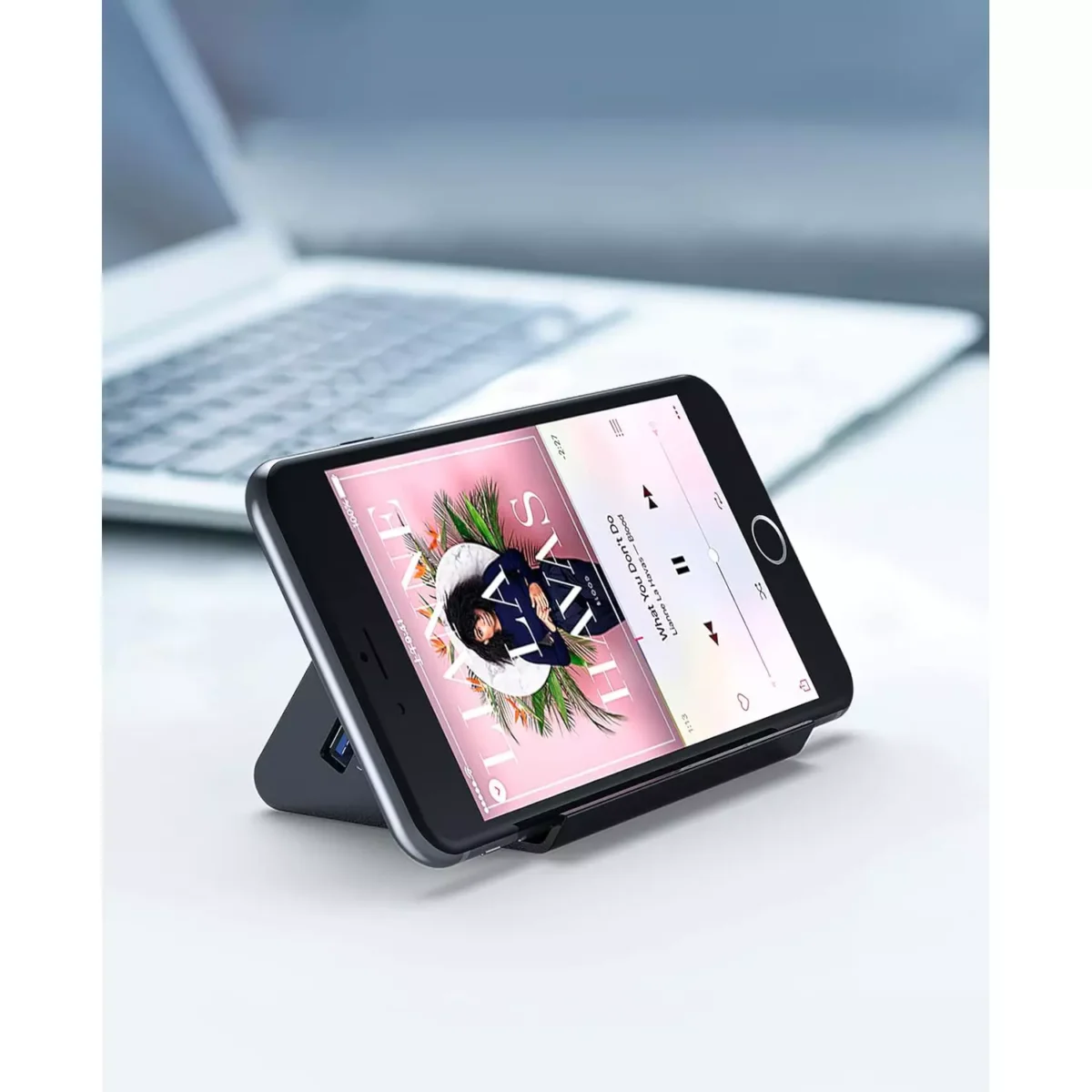 ORICO USB Hub, 4 Port USB 3.0 Portable Data Hub with 1 Meter USB Cable, Phone Stand Function for Laptop, Notebook, PC, MacBook, iMac, Surface Pro, Flash Drives, and Mobile HDD