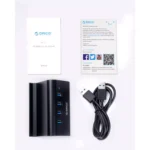 ORICO USB Hub, 4 Port USB 3.0 Portable Data Hub with 1 Meter USB Cable, Phone Stand Function for Laptop, Notebook, PC, MacBook, iMac, Surface Pro, Flash Drives, and Mobile HDD