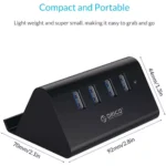 ORICO USB Hub, 4 Port USB 3.0 Portable Data Hub with 1 Meter USB Cable, Phone Stand Function for Laptop, Notebook, PC, MacBook, iMac, Surface Pro, Flash Drives, and Mobile HDD