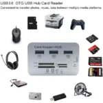 USB3.0 Card Reader and 3 Ports USB Hub, High Speed External Memory Card Reader (MS, Micro SD,SD/MMC,M2,TF Card)