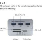 USB3.0 Card Reader and 3 Ports USB Hub, High Speed External Memory Card Reader (MS, Micro SD,SD/MMC,M2,TF Card)