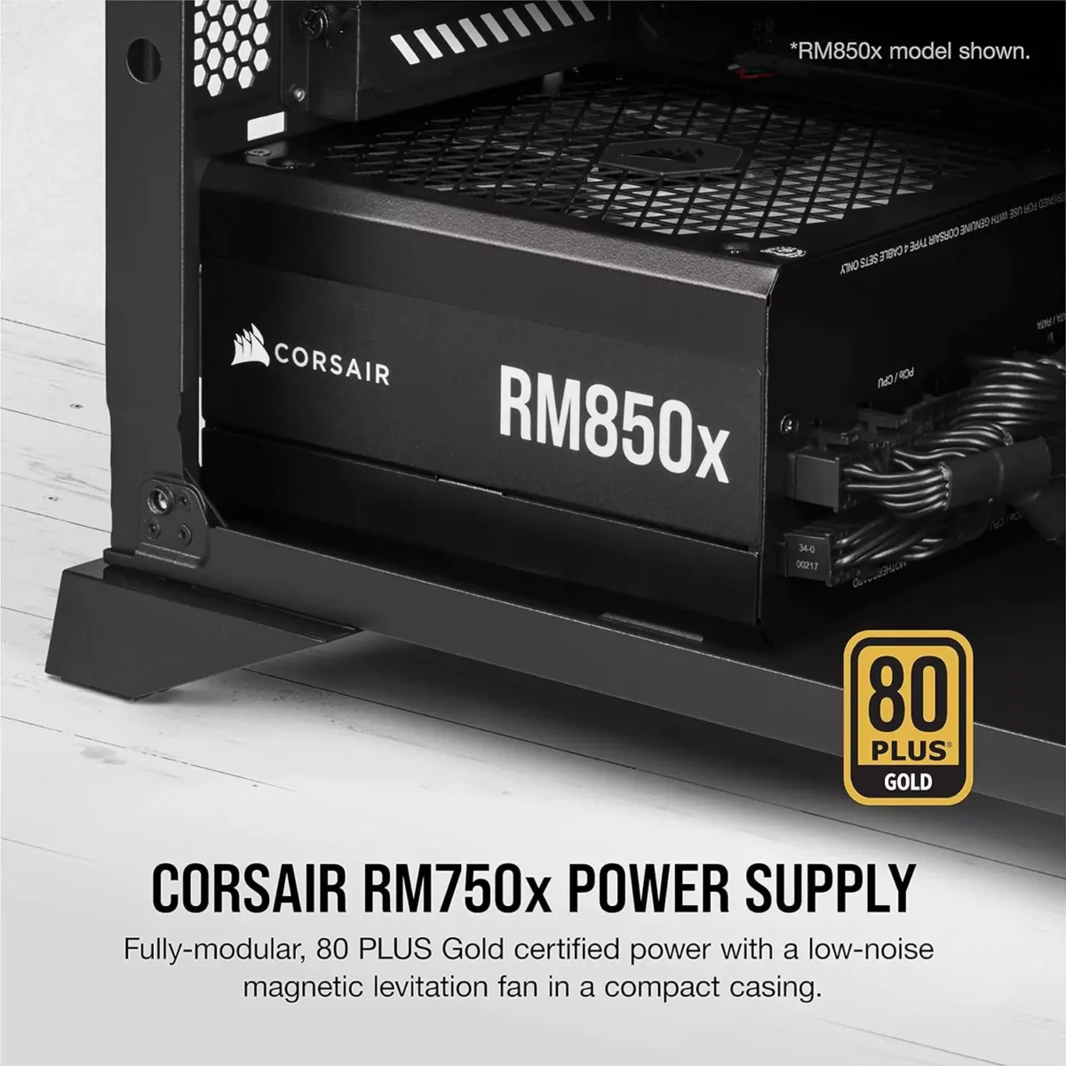 CORSAIR RM750x Fully Modular ATX Power Supply 80 PLUS Gold Low-Noise Fan Zero RPM (Black)