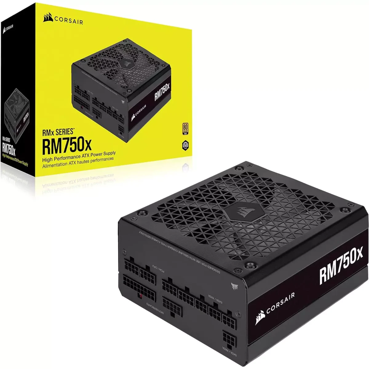 CORSAIR RM750x Fully Modular ATX Power Supply 80 PLUS Gold Low-Noise Fan Zero RPM (Black)