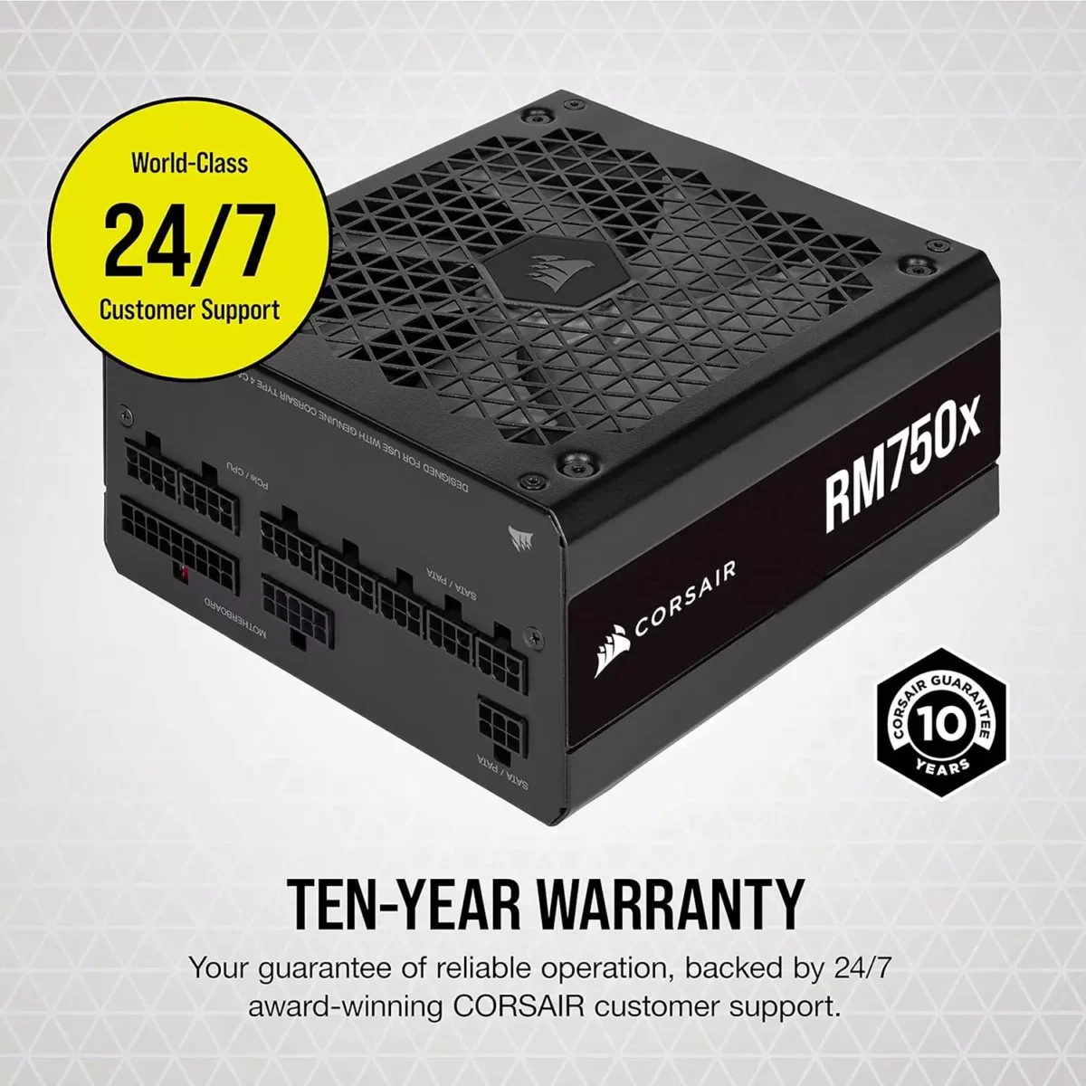 CORSAIR RM750x Fully Modular ATX Power Supply 80 PLUS Gold Low-Noise Fan Zero RPM (Black)