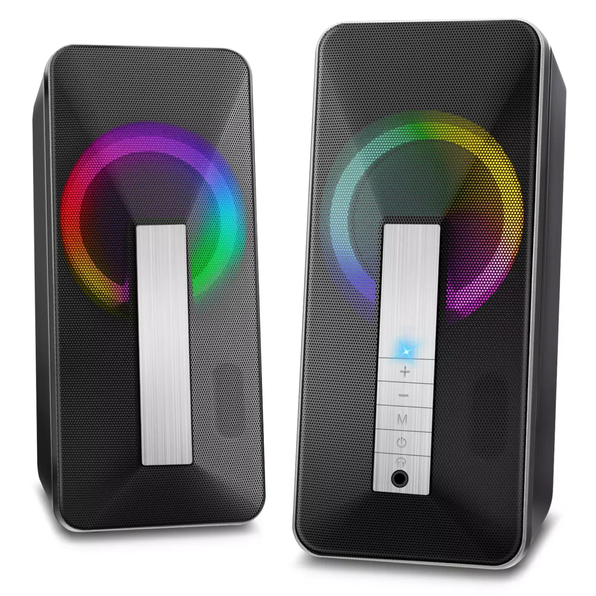 ELEGIANT SR300 RGB Desktop Bluetooth Speakers - 2.0 Channel Stereo - USB Powered + 3.5mm Cable (10W)