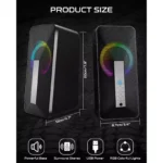 ELEGIANT SR300 RGB Desktop Bluetooth Speakers - 2.0 Channel Stereo - USB Powered + 3.5mm Cable (10W)