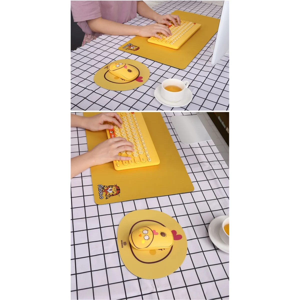 FD E680m Wireless 2.4G Mouse with Mouse Pad, Silent Clicks 1600 DPI (CORN CHICKEN)