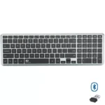 FD K602T Dual Mode Wireless 2.4G, Bluetooth Keyboard, Connect to 3 Devices, Rechargable Battery USB C Cable, Ultra Thin, Multimedia keys