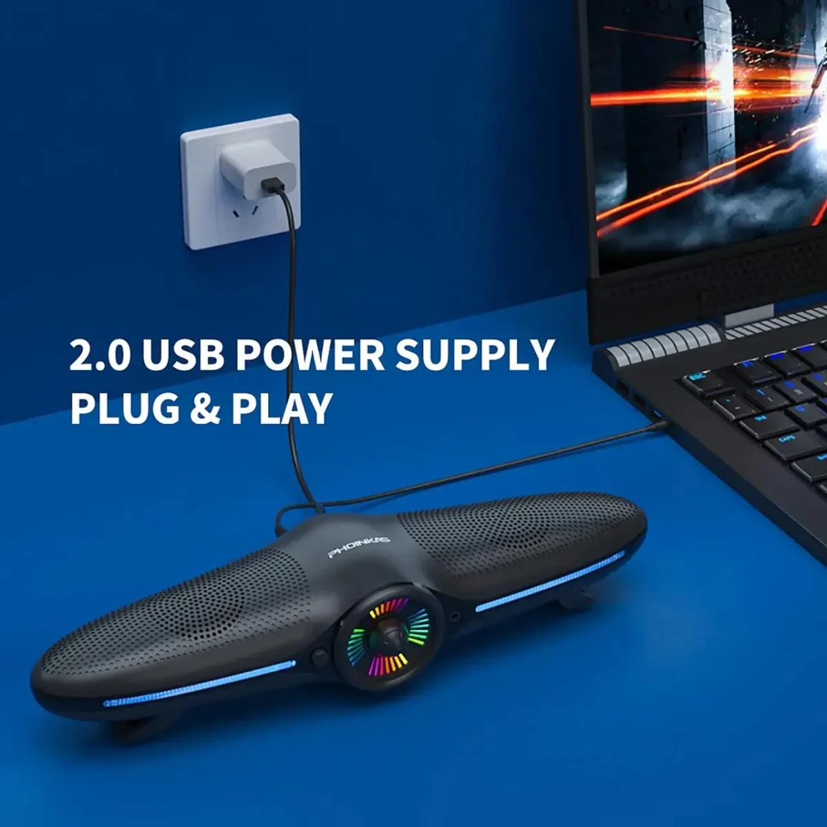 PHOINIKAS P3 RGB Gaming Soundbar - 3.5W, AUX 3.5MM + USB For Power
