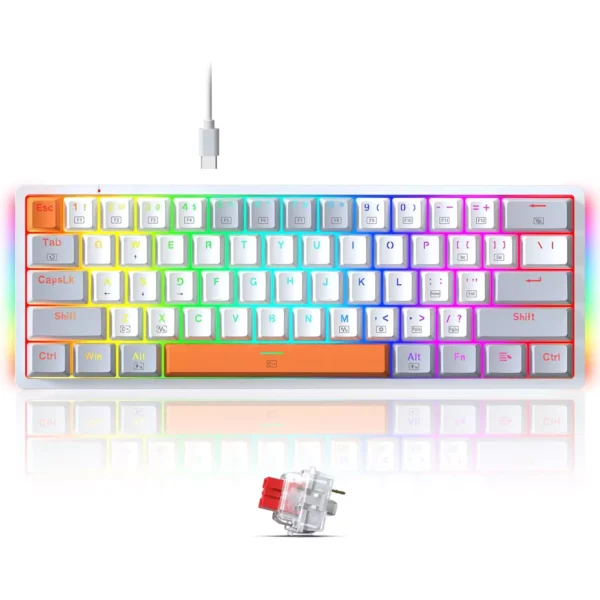 Redragon K642WGO 60% RGB Gaming Mechanical Keyboard, Red Switch